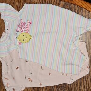 CARTER'S/LITTLE BEGINNINGS Baby Girl 2 Pieces Onesie Bundle - 0/3 Months
